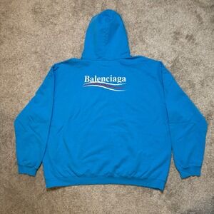 Balenciaga Campaign Logo Hoodie Blue Sky Fits Size XL New w/tags